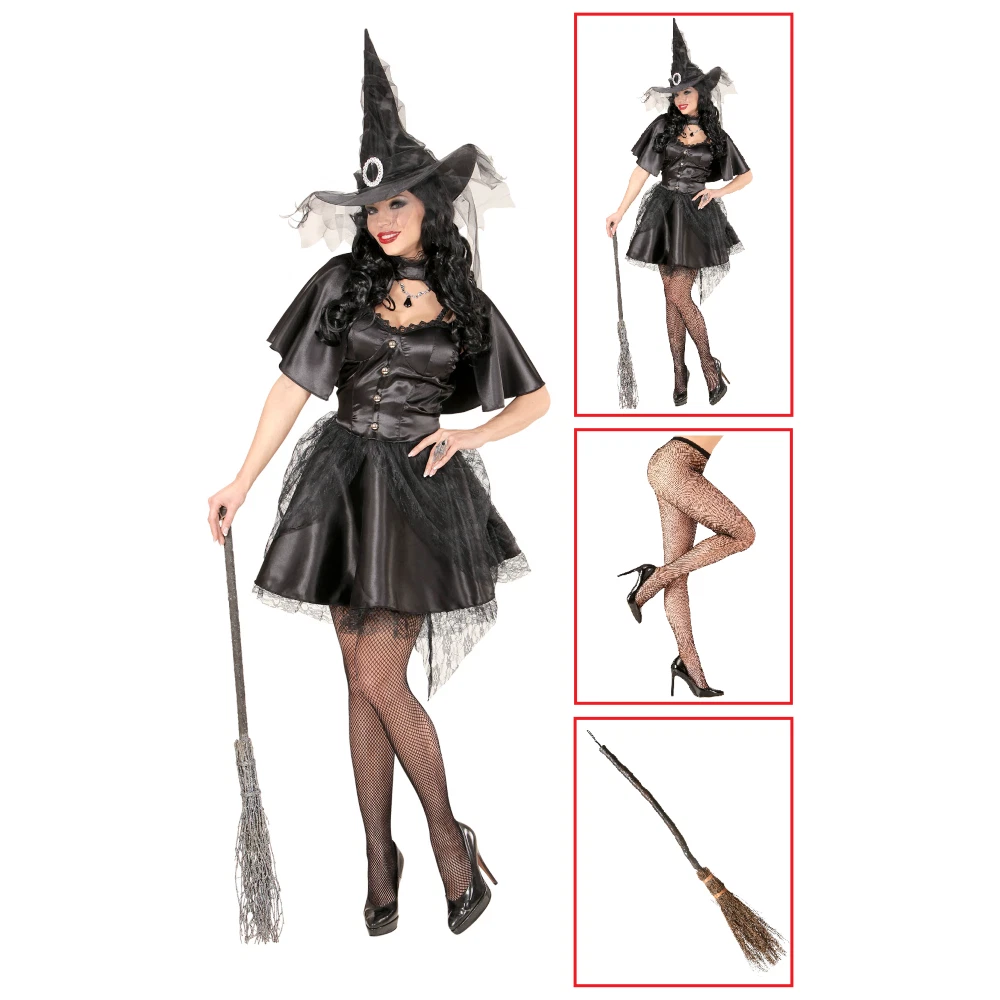 Costume da Strega Malefica Biancaneve tunica mantello Nero corna cosplay adulti