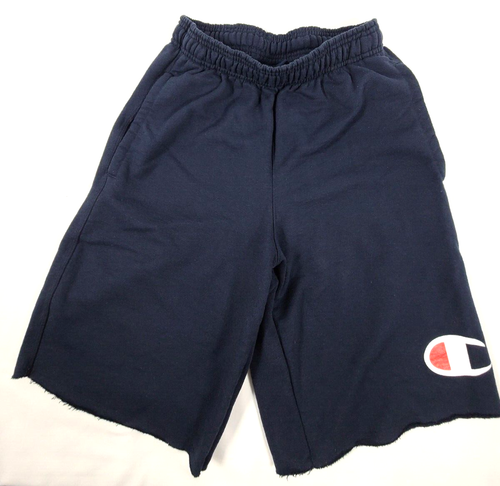 Champion Shorts Mens Small Sweat Reverse Weave Solid Navy Blue Pockets Cut Off - Picture 2 of 2