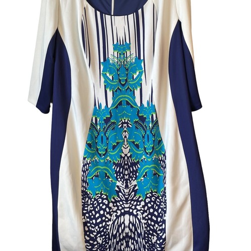 Sangria Sheath Dress Color Block Placed Geometric Stretch Slimming Multi 22W - Picture 4 of 10