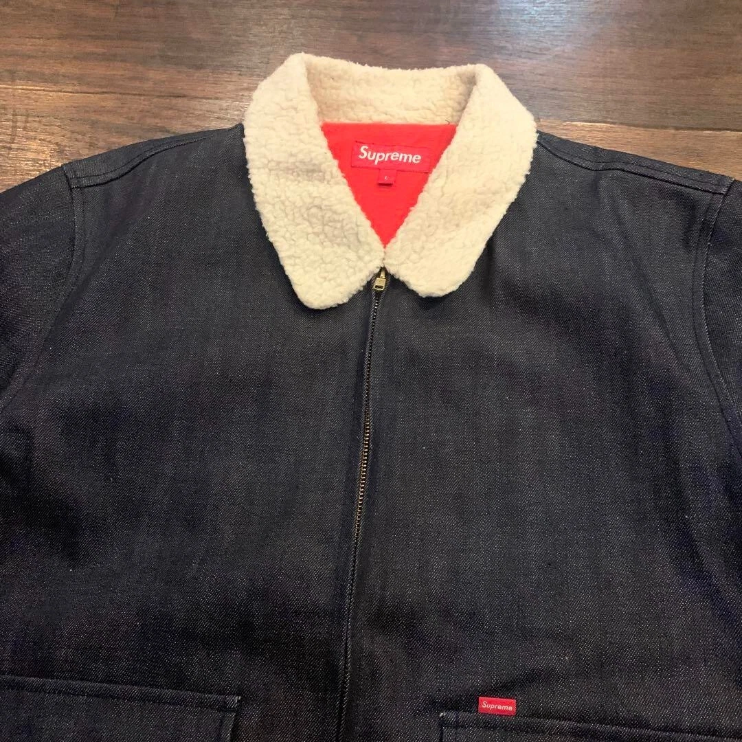 Blouson bomber boa denim suprême taille L occasion rare