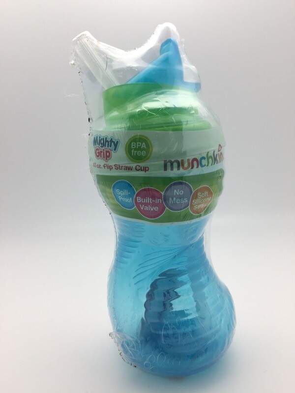 Munchkin Sippy Cup with Flip Straw No Spill 10 oz Blue Green