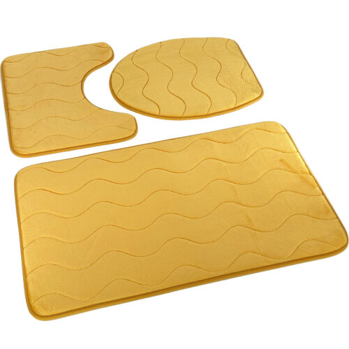 3 Tlg. Set Badematte Badteppich Badvorleger Blau Braun Beige Grau Turkis Schwarz - Bild 10 von 31