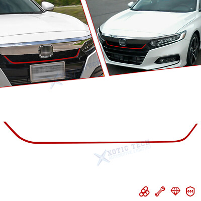 1Pc JDM Red Die-Cut Front Bumper Grille Overlay Decal Sticker For Honda Accord