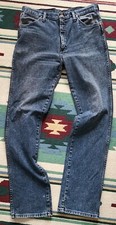 Vintage Wrangler Jeans Navy Blue Wash Denim Made In USA 33 x 34