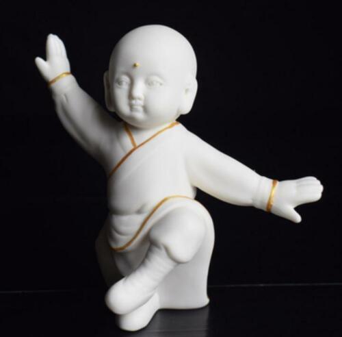 4.7 Chinese White Porcelain Ceramics Gild Lovable Elephant Figurine Statues - Afbeelding 1 van 3
