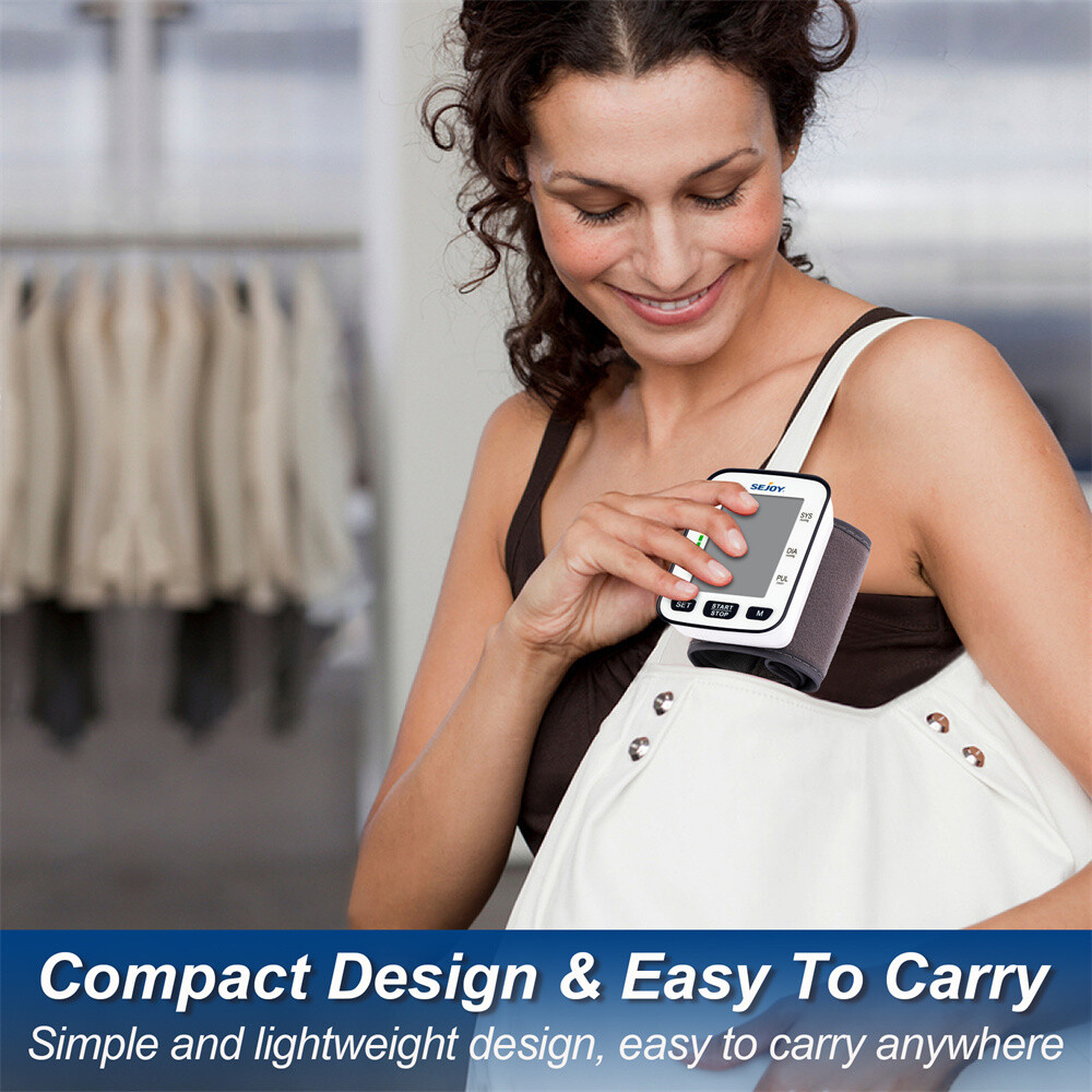 Automatic Wrist Blood Pressure Monitor Digital BP Cuff Pulse Heart Rate