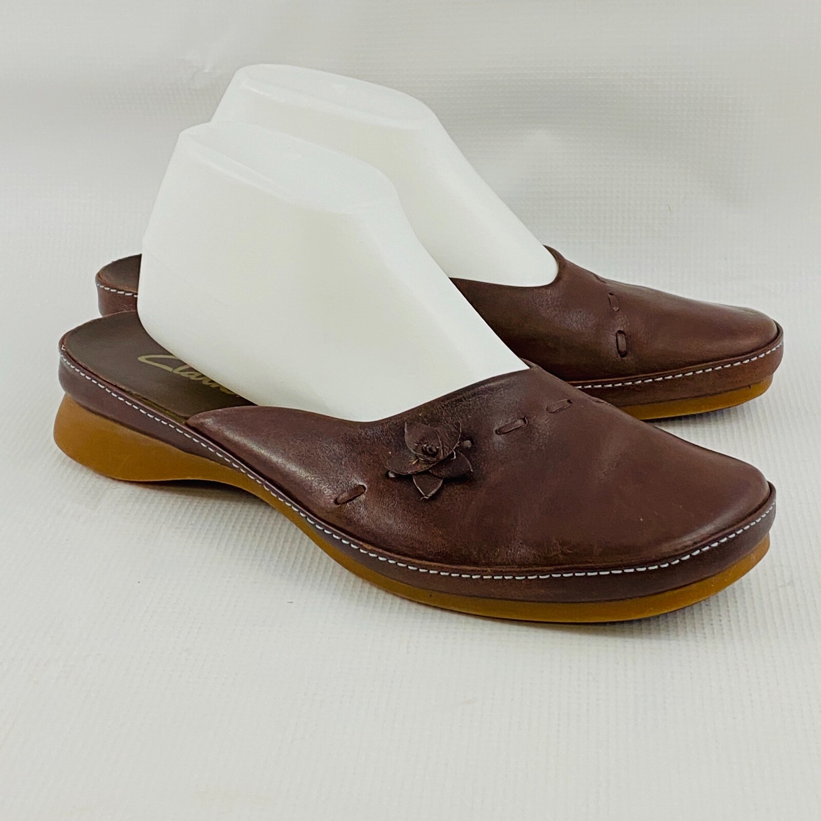 clarks leather mules