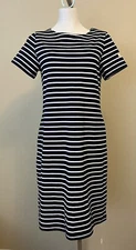 Joules Womens Size 8 Blue and White Striped Short Sleeve Dress