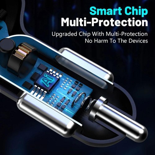 Digital Display 4 in 1 Car Charger USB Android QC3.0 Car 66W High Power D9H8 - Photo 8 sur 16