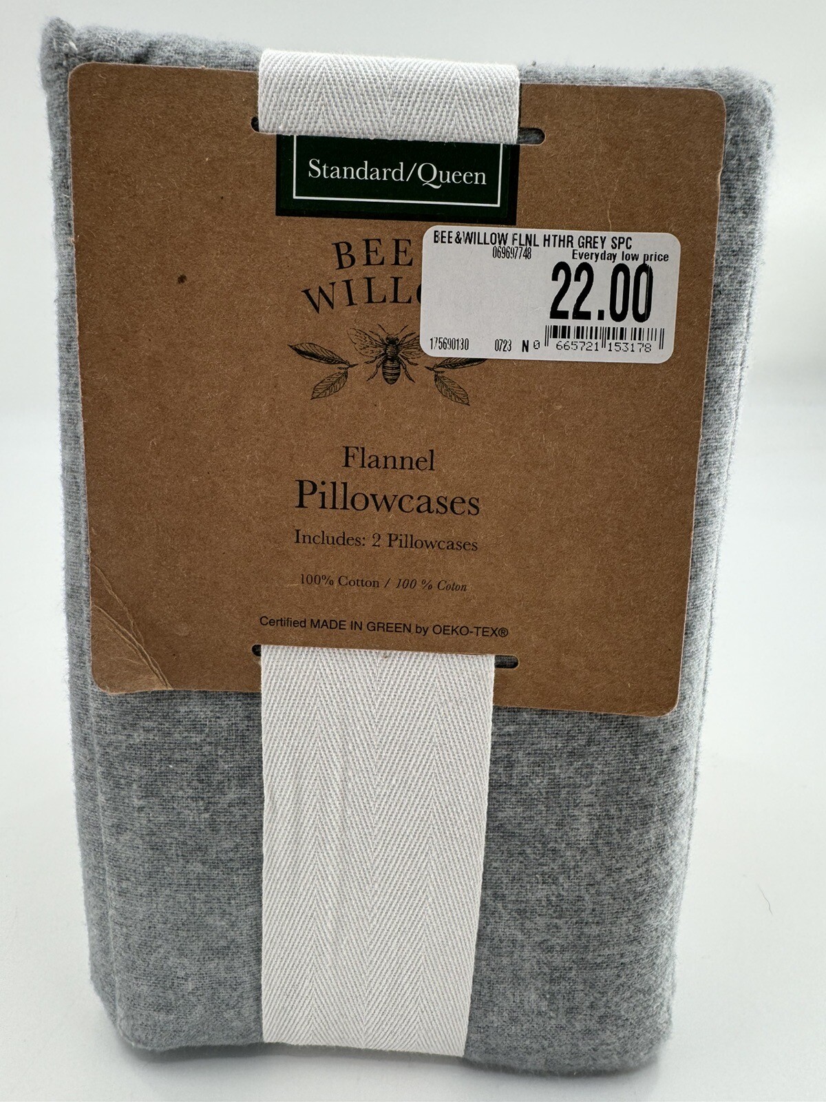 Bee & Willow Standard / Queen Flannel 2pc Pillowcases 20 X 30 Gray
