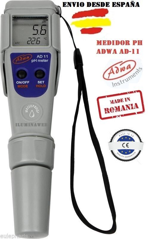 Medidor Digital PH Temperatura ADWA AD11 Impermeable Grow Piscina Acuario AD 11