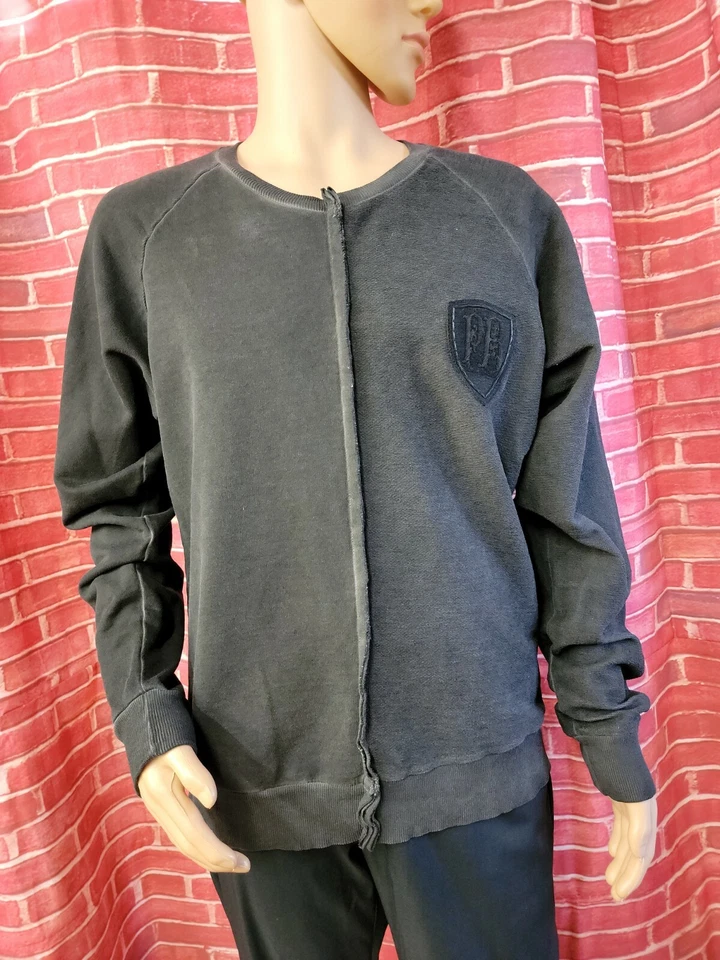 Pierre Balmain "PB" Motociclista Manga Larga Cuello Redondo Gris Lavado Sudadera 50 Usada en Excelente Condición! #C Foto 3 de 4