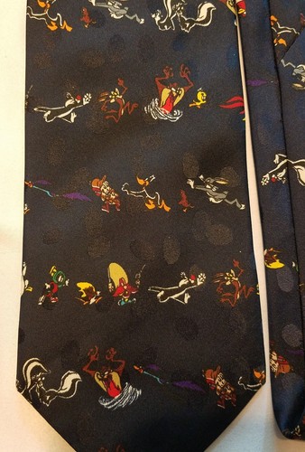 Blue Loonie Tunes Necktie Characters Mania Men's Brown 100% Polyester - Picture 2 of 6