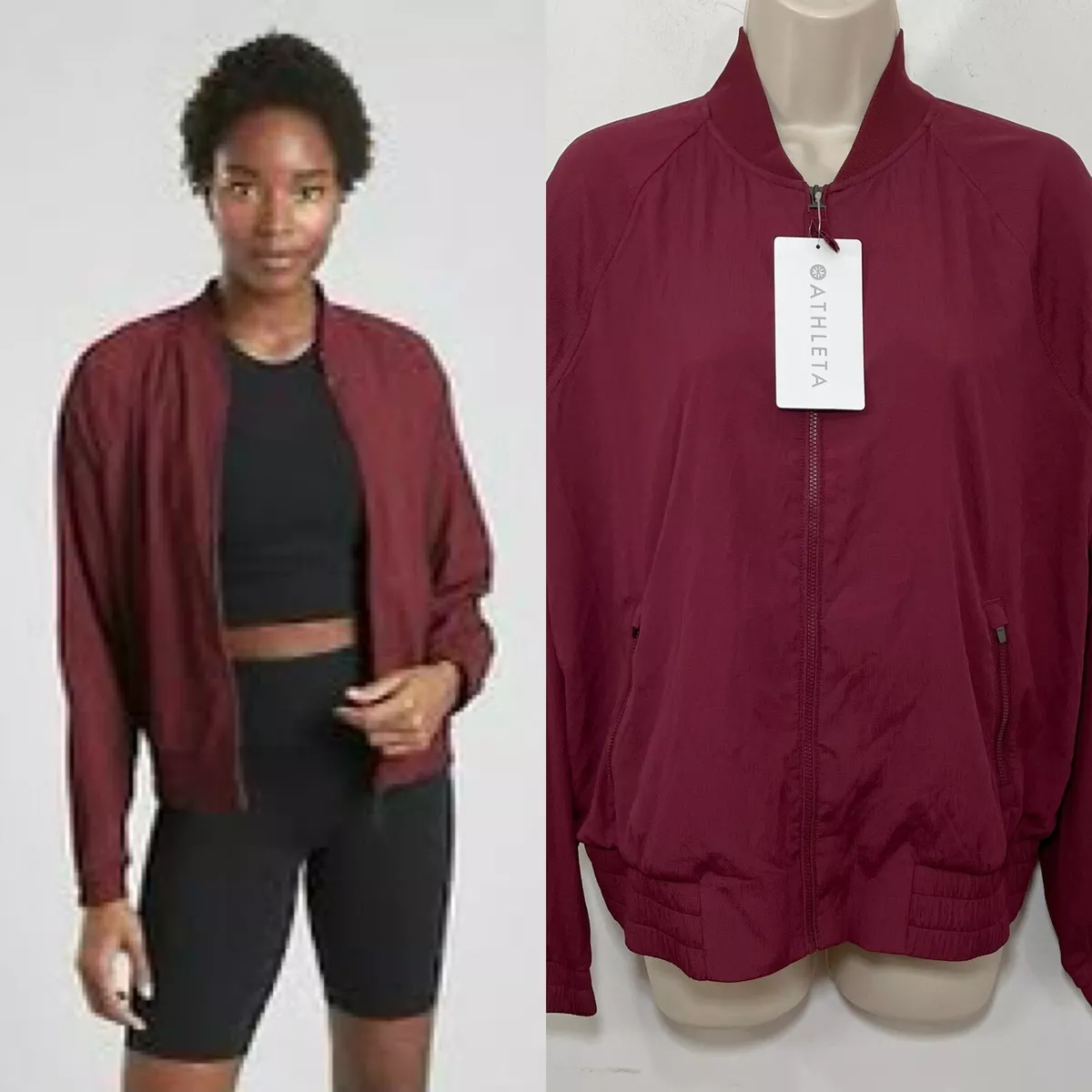 Athleta Amalfi Nylon Bomber Jacket Lightweight Womens Size Medium