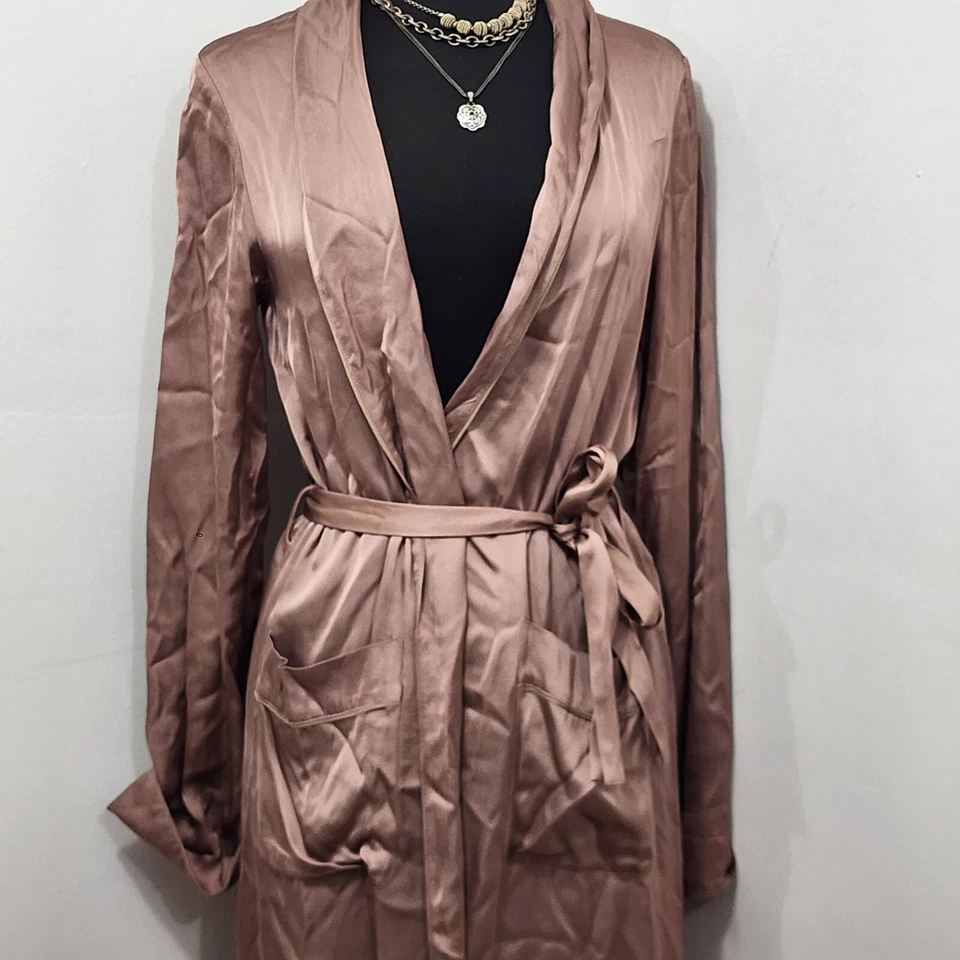 Wilfred Aritzia Durante Duster Jacket Kimono Robe Satin Silk Women's Size XS - Image 4 of 4