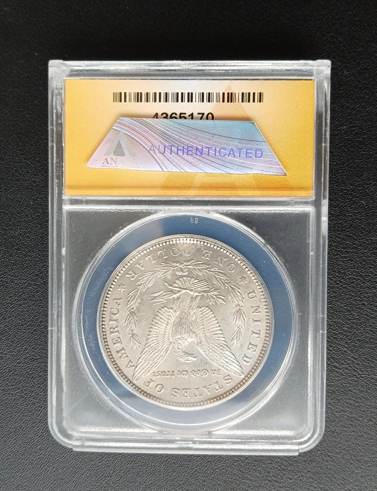 1881 STRUCK THRU DEBRIS MORGAN SILVER DOLLAR ANACS AU58 PICTURES INCLUDED - Image 2 of 4