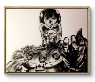 Aleph Hand Painted X-Man 14x11 Pop Art Inspired Abstract Expressionism Canvas