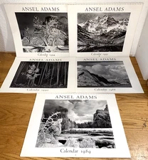 ANDEL ADAMS WALL CALENDARS ~ Lot of 5 ~ Black & White Glossy 13” X 15.5” Pages
