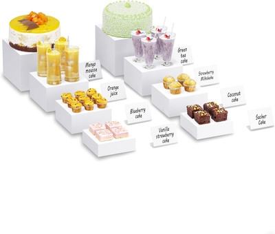 Buffet Risers with 2 Set (6'', 6.5'', 7'', 8''), White 
