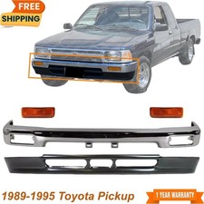Front Bumper Chrome Steel Kit Signal Lights For 1989-1995 Toyota Pickup