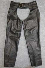 Fox Creek Leather Motorcycle Chaps M/L Size 36 – USA Made – Black – Belted