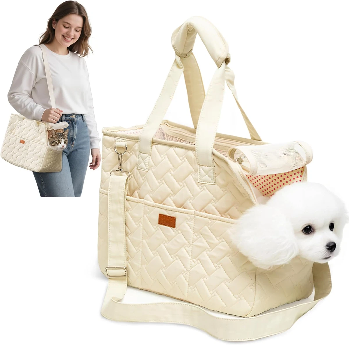 ITODA Borsa da trasporto per cani, piccola borsa a tracolla per animali domestici, calda, portatile, pieghevole, traspirante, per cuccioli, gatti, per viaggi