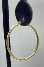 14k Yellow Gold Smooth Textured Single Hoop Earring 1.0 NO PAIR