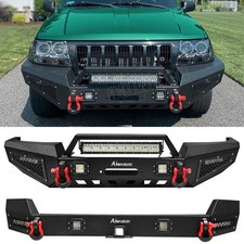 Front Rear Bumper Wwinch Platelight Kit Fits 1999-2004 Jeep Grand Cherokee Wj