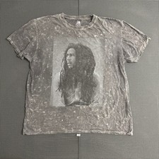 Zion Rootswear Bob Marley Graphic T-Shirt Gray Mineral Wash Mens Large Cotton
