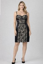 Guess Corset Bustier Dress size 7 Black Lace Overlay Satin Cocktail Lingerie