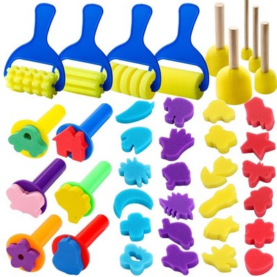 Paint Sponges for Kids, 39pcs Early Learning Toddlers Sponge Paint Brushes St...