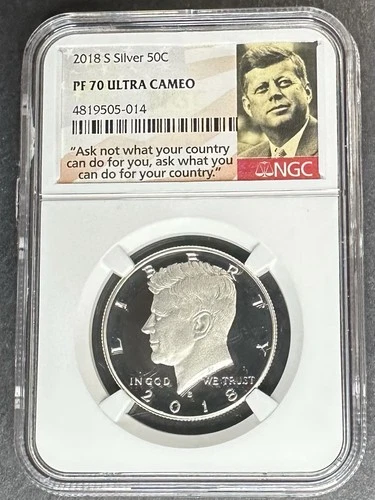 2018-S Silver Proof Kennedy Half Dollar NGC PF-70 UCAM, Buy 3 Items, Get $5 Off