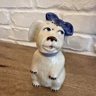 Vtg Shawnee Salt Shaker Muggsy Dog Toothache Gold Trim Blue Bow 5" 40’s