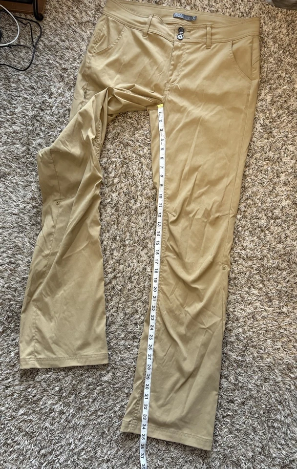 Prana Hiking Pants Womens 12 Tall Khaki Stretch Nylon Halle Straight Fit Cargo - Image 4 of 4