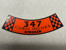347 Cubic Inches Stroker Air Cleaner Lid Decal Sticker Mustang Ford Mercury