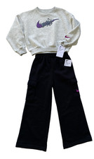 NWT Girl Size 6 - Nike Outfit - Sweatshirt and Cargo Pants - Purple Gray Black