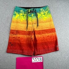 Ocean Current Swim Trunks Mens 28 Colorful Tropical Striped Beach Surf Pocket