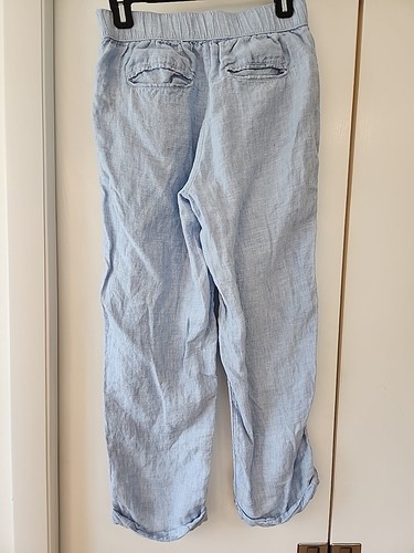 Rachel Roy Chambray Hose blau 100% Leinen Größe S Gummibund Taschen Boho - Bild 4 von 12