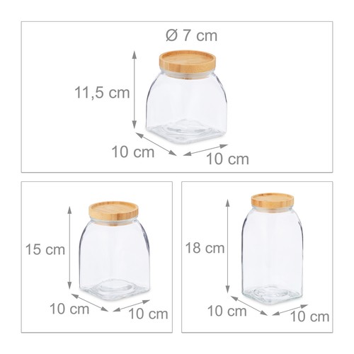Dispenser porta Qtip da 3 pezzi con coperchi in bambù Barattoli da bagno in acrilico trasparente con vassoio Dispenser per tamponi di cotone riutilizzabile  15