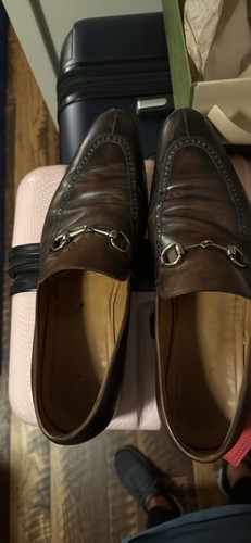 Gucci Men's Jordaan Bit Loafers Brown Size 11