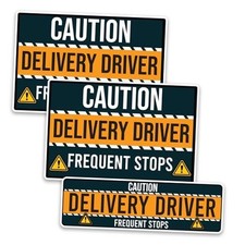Caution Frequent Stops Delivery Driver Automotive Magnet Black Yellow- Combo