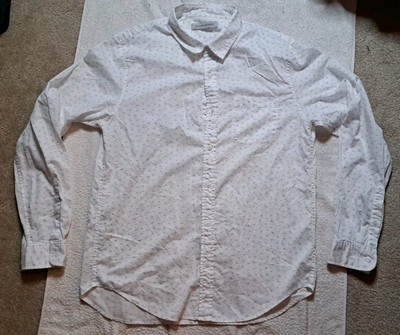 Outerknown Shirt Mens Large White Shaka Hang Loose AOP Button Up Hemp Blend 