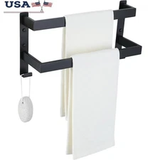 Stainless Steel Double Towel Bar Wall Mount Rack 2-Tier Bath Organizer New