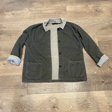 Vintage-Friday Harbor-USA-Gray Fleece Jacket M-Front Pockets-Soft Cozy 