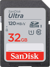 SANDISK 32GB Ultra SDHC UHS-I Memory Card - 120Mb/S, C10, U1, Full HD, SD Card -