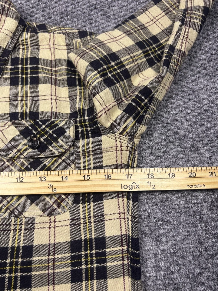 RRL Ralph Lauren Shirt Boys Medium Black Cream Plaid Flannel Cotton Button Down - Image 4 of 4