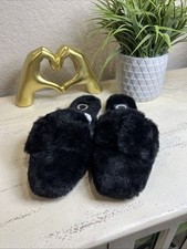 Journee Collection Faux Fur Black Women  s Slipper Size 10 