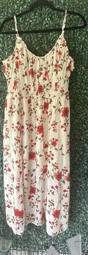 Old Navy Women's Long Dress Spaghetti Strap Ties Elastic Floral XL - Picture 2 of 6