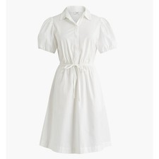 J.Crew Petite Collared Short Sleeve Tie Waist Mini Dress White Classic 8P NWT