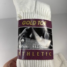Vtg Gold Toe Cotton Over The Calf White Athlete Sock Size 10 Style 513H 3 Pair